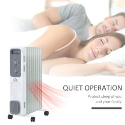 HOMCOM 2180W Oil Filled Radiator, 9 Fins, Portable Heater W/ Timer, Thermostat Control -Tower Store c347717afe324faf593a6287ae7f0538