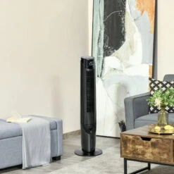 HOMCOM 42" Ice Cooling Tower Fan, Water Conditioner Evaporative Air Cooler Unit With 4 Modes, 3 Speed, Remote Control, Timer, Oscillating For Home Bedroom, Black Unit With 4 Modes, 3 Speed, Remote Control, Timer, Oscillating For Home Bedroom, Black -Tower Store cCI90f18065e7e5de jpg