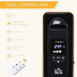 HOMCOM Home Savers 1630W Oil Filled Radiator, 7 Fin Portable Heater W/ Timer Remote Control Black -Tower Store cnF1f117dc60bce87 jpg
