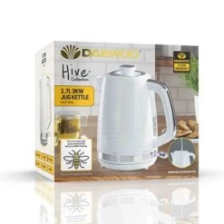 Daewoo Hive 1.7L 3KW Textured Jug Kettle - White -Tower Store daewoo hive cordless jug kettle white 1 7 litre 5024996911800 04c MP