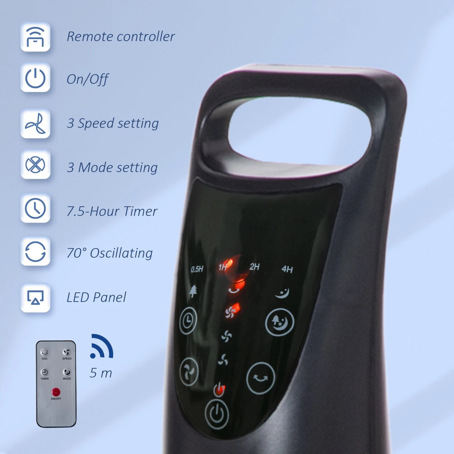 HOMCOM Tower Fan 91.5cm - Black 4 HOMCOM Tower Fan 91.5cm - Black - Image 4