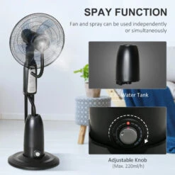 HOMCOM Pedestal Standing Fan With Water Mist Spray 120cm - Black -Tower Store eN8d4d186ca0912ad jpg