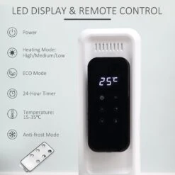 HOMCOM 2180W Oil Filled Radiator, 9 Fin Portable Heater W/ Timer Remote Control White 14 HOMCOM 2180W Oil Filled Radiator, 9 Fin Portable Heater W/ Timer Remote Control White -Tower Store fa802083d9d48eec5796be8b54cd16aa