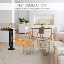 HOMCOM Ceramic Tower Indoor Space Heater W/ 42° Oscillation Remote Control Timer - Black -Tower Store fb24bc47eaf581ff20f217fa16d70179 75f976b8 88d6 4524 b31b ef4458d4604b