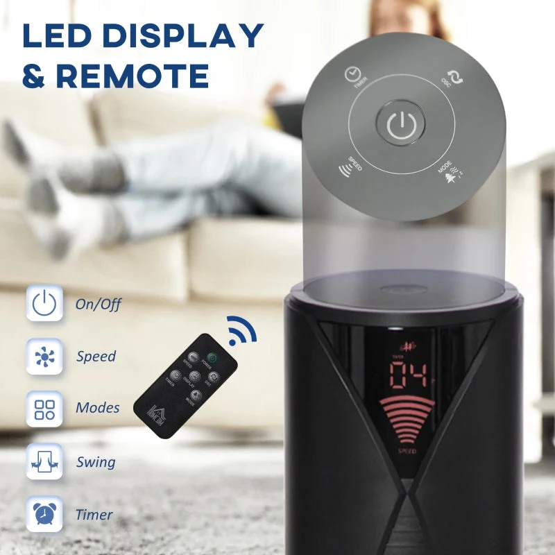 HOMCOM Oscillating Tower Fan With 3 Speeds 96cm - Black 6 HOMCOM Oscillating Tower Fan With 3 Speeds 96cm - Black - Image 6
