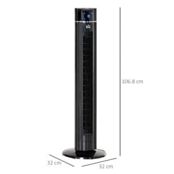 HOMCOM 42" Anion Tower Fan Cooling For Bedroom With 3 Speed, 8h Timer, Oscillating, LED Panel, Remote Controller, Black 11 HOMCOM 42" Anion Tower Fan Cooling For Bedroom With 3 Speed, 8h Timer, Oscillating, LED Panel, Remote Controller, Black -Tower Store hsS16f17e2eb581b4 264d2bb3 8335 47c2 aa0b 53333a530231