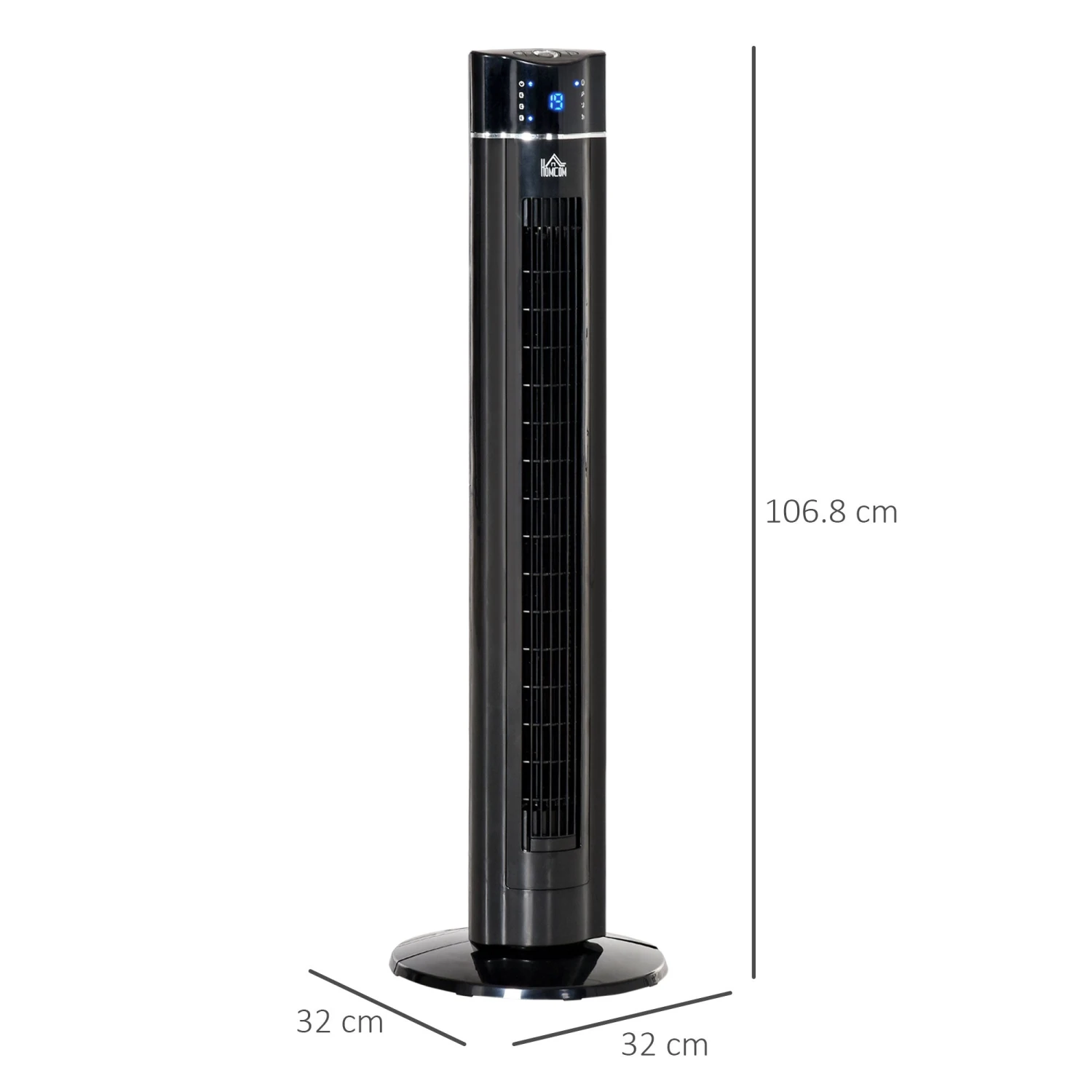 HOMCOM 42" Anion Tower Fan Cooling For Bedroom With 3 Speed, 8h Timer, Oscillating, LED Panel, Remote Controller, Black 3 HOMCOM 42" Anion Tower Fan Cooling For Bedroom With 3 Speed, 8h Timer, Oscillating, LED Panel, Remote Controller, Black - Image 3