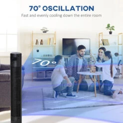 HOMCOM Tower Fan 46" Oscillating With Remote Control 117cm - Black -Tower Store kUH88c18017bcbffa jpg