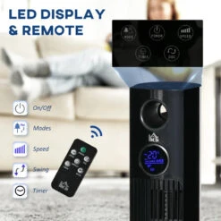 HOMCOM Freestanding Tower Fan 38" With Aroma Function - Black -Tower Store khldf8181a478e928 jpg