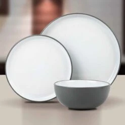 Lewis's 12 Piece Stoneware Dinner Set - 2 Tone -Tower Store lewiss 12 piece dinner set 2 tone6