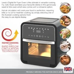 Lewis's Air Fryer Oven Digital 5-in-1 12L - Black -Tower Store lewiss air fryer oven digital 5 in 1 12l black 4