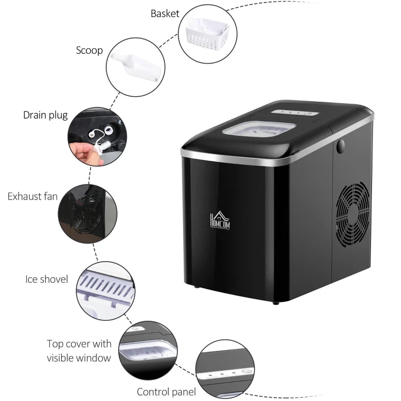 HOMCOM Ice Maker 12kg - Black 5 HOMCOM Ice Maker 12kg - Black - Image 5
