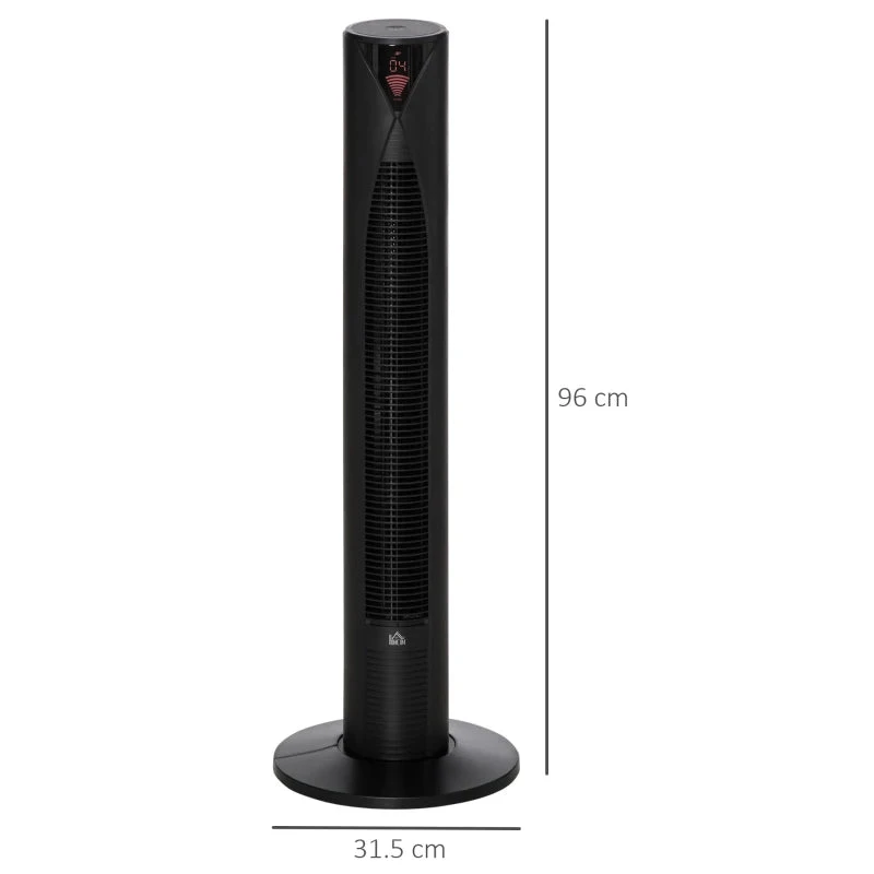 HOMCOM Oscillating Tower Fan With 3 Speeds 96cm - Black 3 HOMCOM Oscillating Tower Fan With 3 Speeds 96cm - Black - Image 3