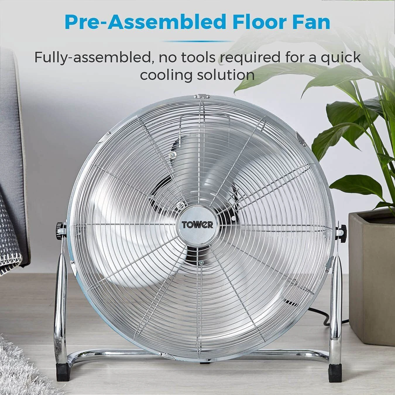 Tower Velocity Floor Fan 18" - Chrome 2 Tower Velocity Floor Fan 18" - Chrome - Image 2