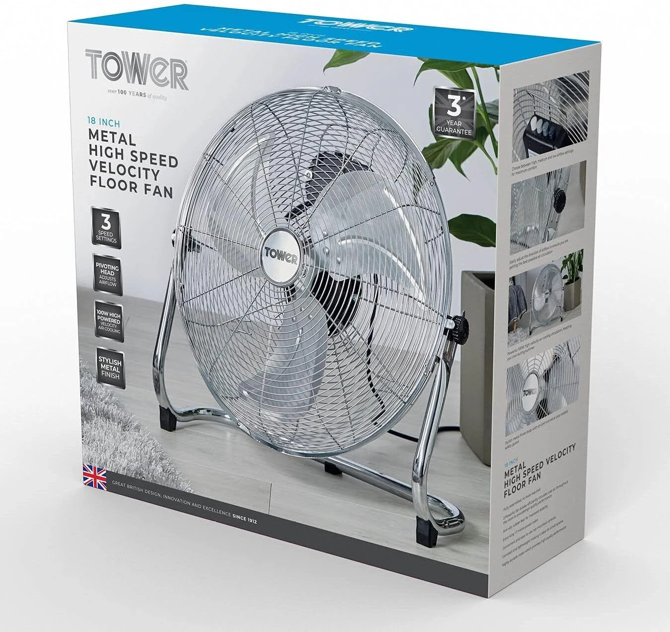 Tower Velocity Floor Fan 18" - Chrome 5 Tower Velocity Floor Fan 18" - Chrome - Image 5