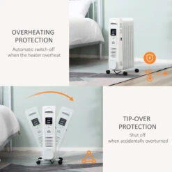 HOMCOM Home Savers 1630W Oil Filled Radiator, 7 Fin Portable Heater W/ Timer Remote Control White -Tower Store sKb91b17dc3c1dd8c jpg