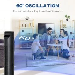 HOMCOM 42" Anion Tower Fan Cooling For Bedroom With 3 Speed, 8h Timer, Oscillating, LED Panel, Remote Controller, Black 14 HOMCOM 42" Anion Tower Fan Cooling For Bedroom With 3 Speed, 8h Timer, Oscillating, LED Panel, Remote Controller, Black -Tower Store y452d217e2eb581b4 d99540f6 0c07 42f1 b795 bf960b24be36